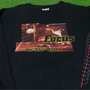 Vintage 90s Y2K Simply for Sports Soccer Futbol Longsleeve Shirt Black Size XL